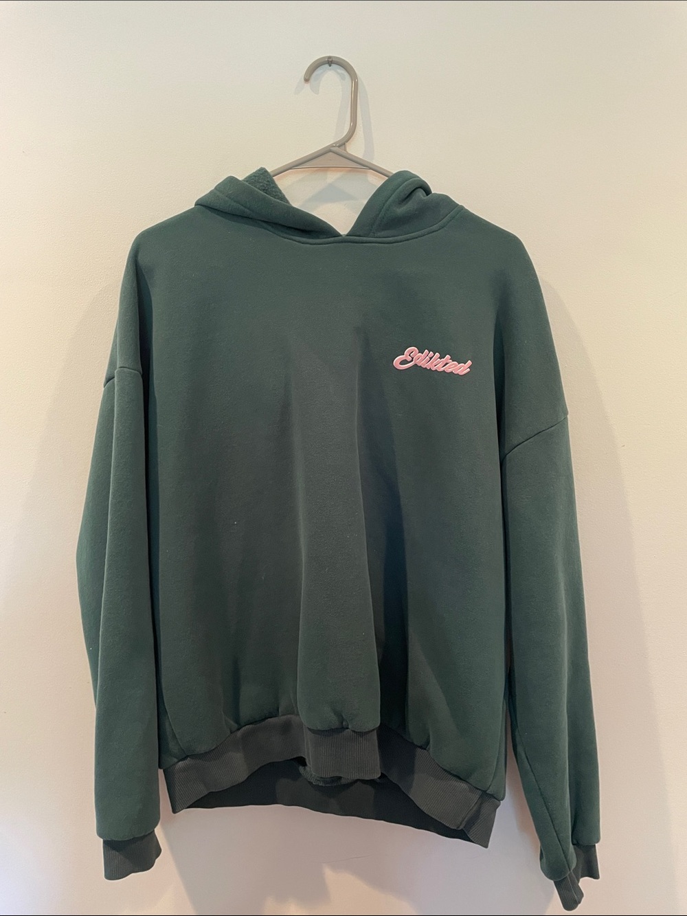 Edikted Sports Green Hoodie with Pink Logo